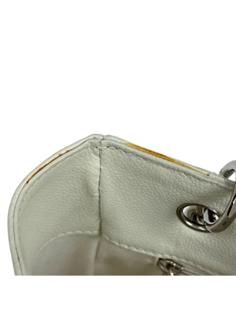 ★SOLD★ Chanel CC Logo Chain Tote Shoulder Quilted Caviar Leather White - Picture 10 of 13